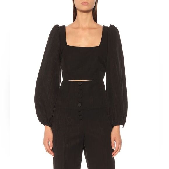 RACIL MOIRE Balloon Sleeve crop top size 10(42) BNWT - Picture 2 of 9